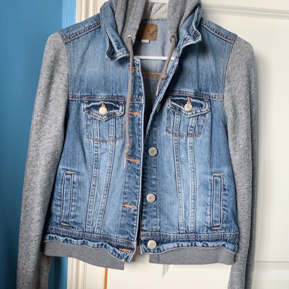 American Eagle hooded jean jacket